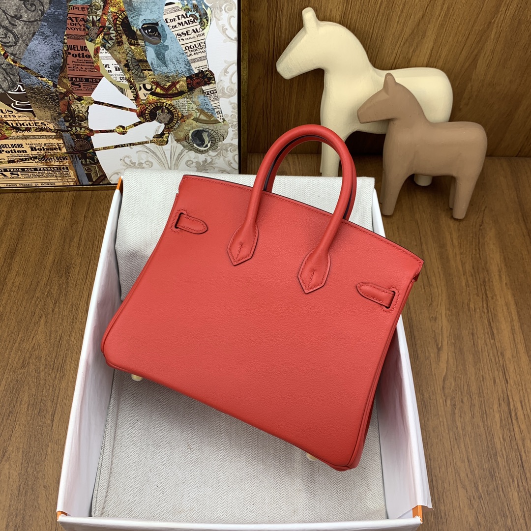 Hermes Birkin 25CM Swift Leather Handbag Red